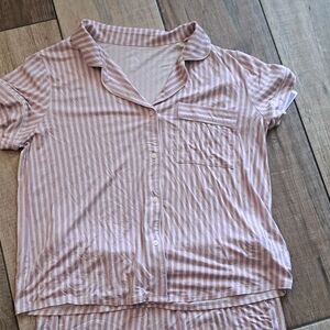 Striped Pink Pajama Top and Matching Bottoms